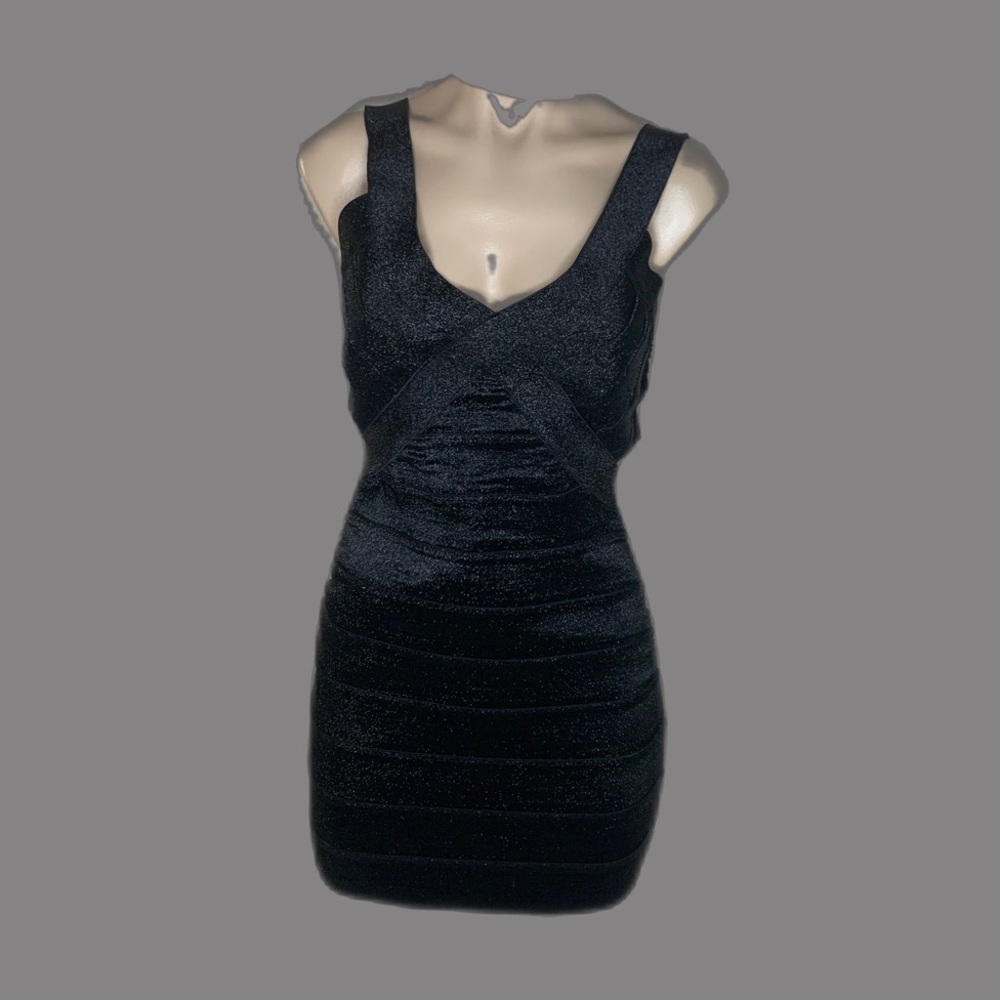 Black Bodcon Dress w/Platinum Sparkle Sz S
